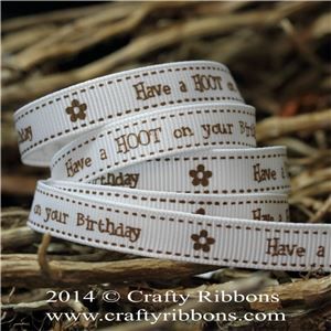 Spring Owl Ribbon - Birthday White